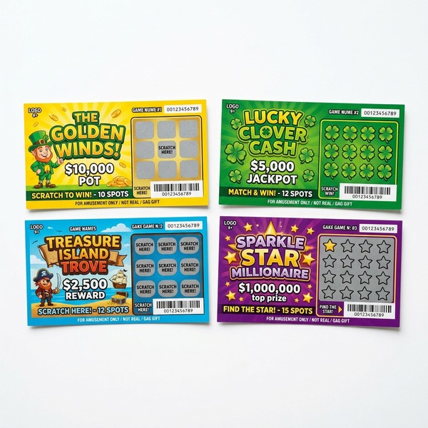 Hero shot of Paper Lottery Tickets Prank on white studio background, full product visible